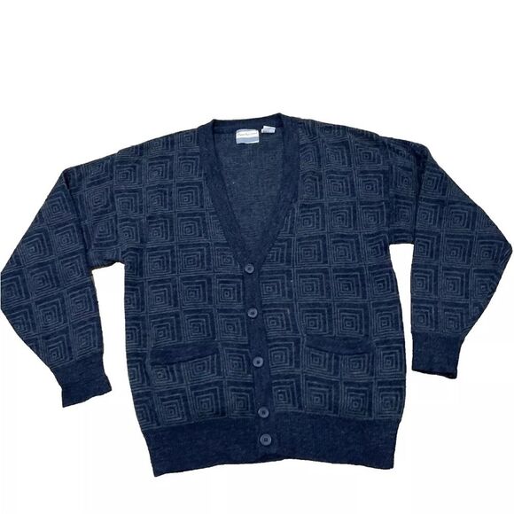 TRANSPOSITION Wool Cardigan Sweater Men M Green Abstract Academia Sweater 30779 - Picture 1 of 13